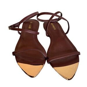 Metallic Pointed Toe Strappy Flat Sandals